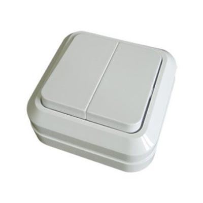 TDM  Ладога  Белый Выключатель 2-клавишный открытая установка 10А IP20 SQ1801-0003